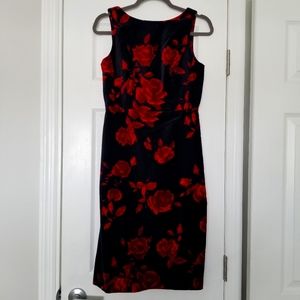 Talbots Black and Red Rose Velvet Dress size 2